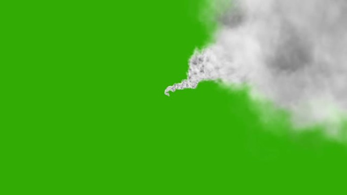 在绿色屏幕背景上快速飞向相机的烟雾轨迹