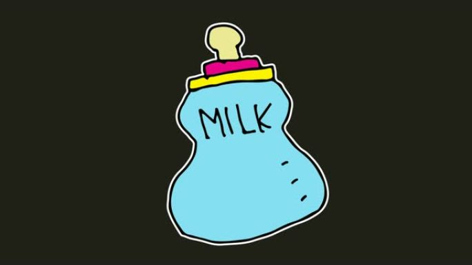 儿童画以婴儿牛奶为主题的黑色背景