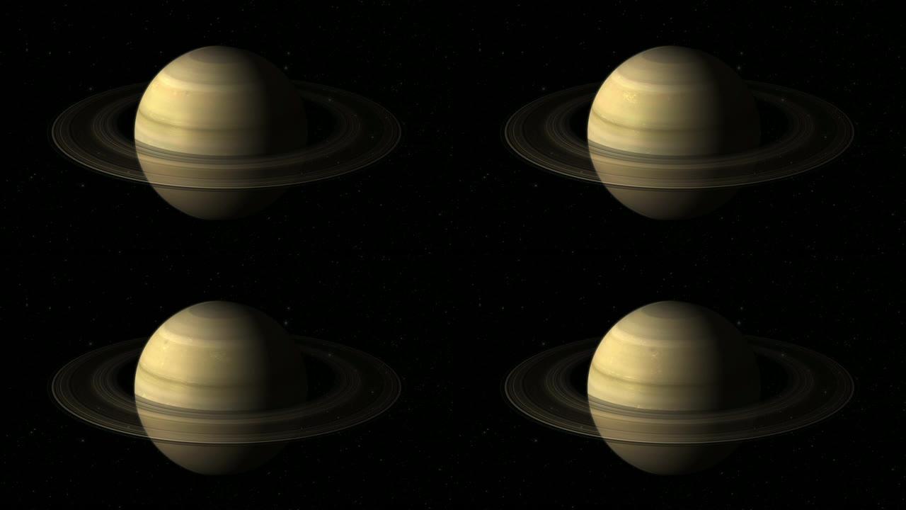 旋转行星土星-中心-中等