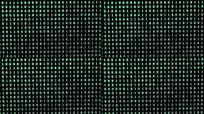 计算机显示器上绿色0和1位的随机序列