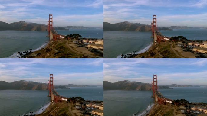 旧金山金门大桥的鸟瞰图。美国。日光。