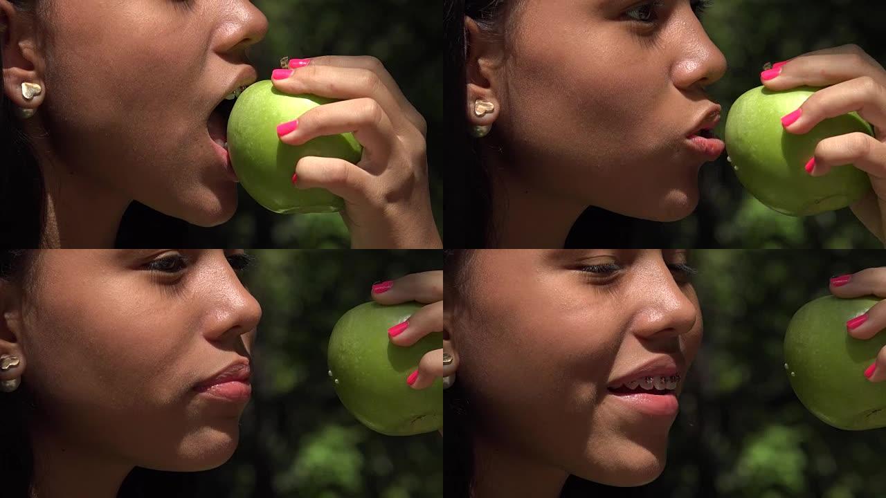 女童吃苹果