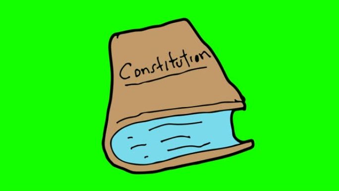 儿童绘制以宪法为主题的绿色背景