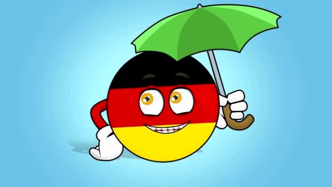 卡通图标旗帜下的德意志联邦共和国与面部动画