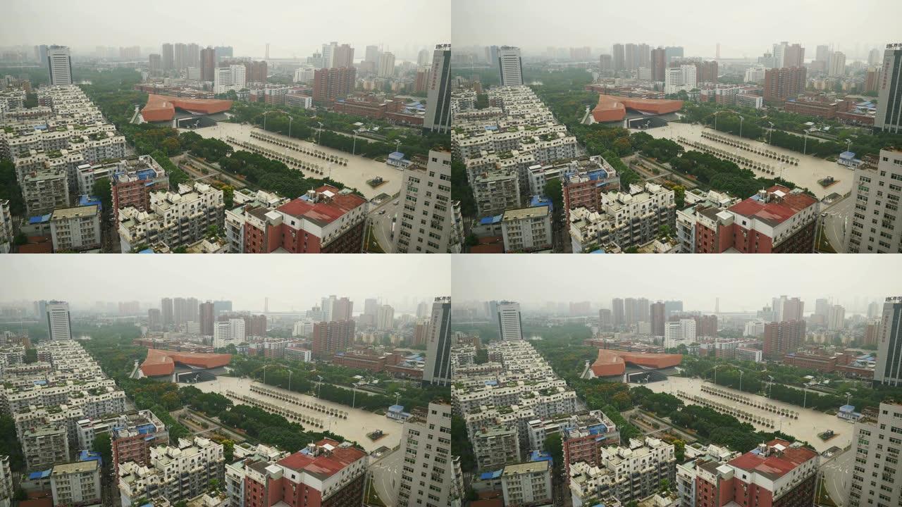 武汉城市景观屋顶全景4k中国