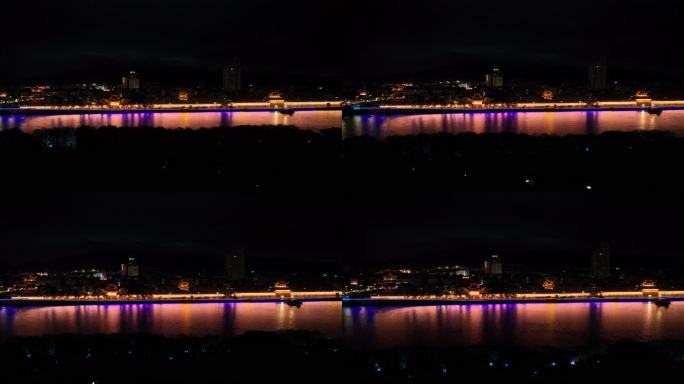 兰溪中洲公园兰江航拍横山兰江大桥夜景