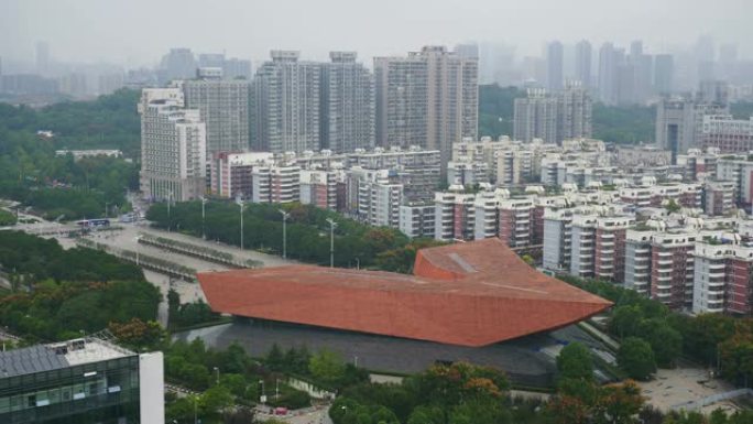 白天时间武汉市屋顶著名博物馆全景4k中国