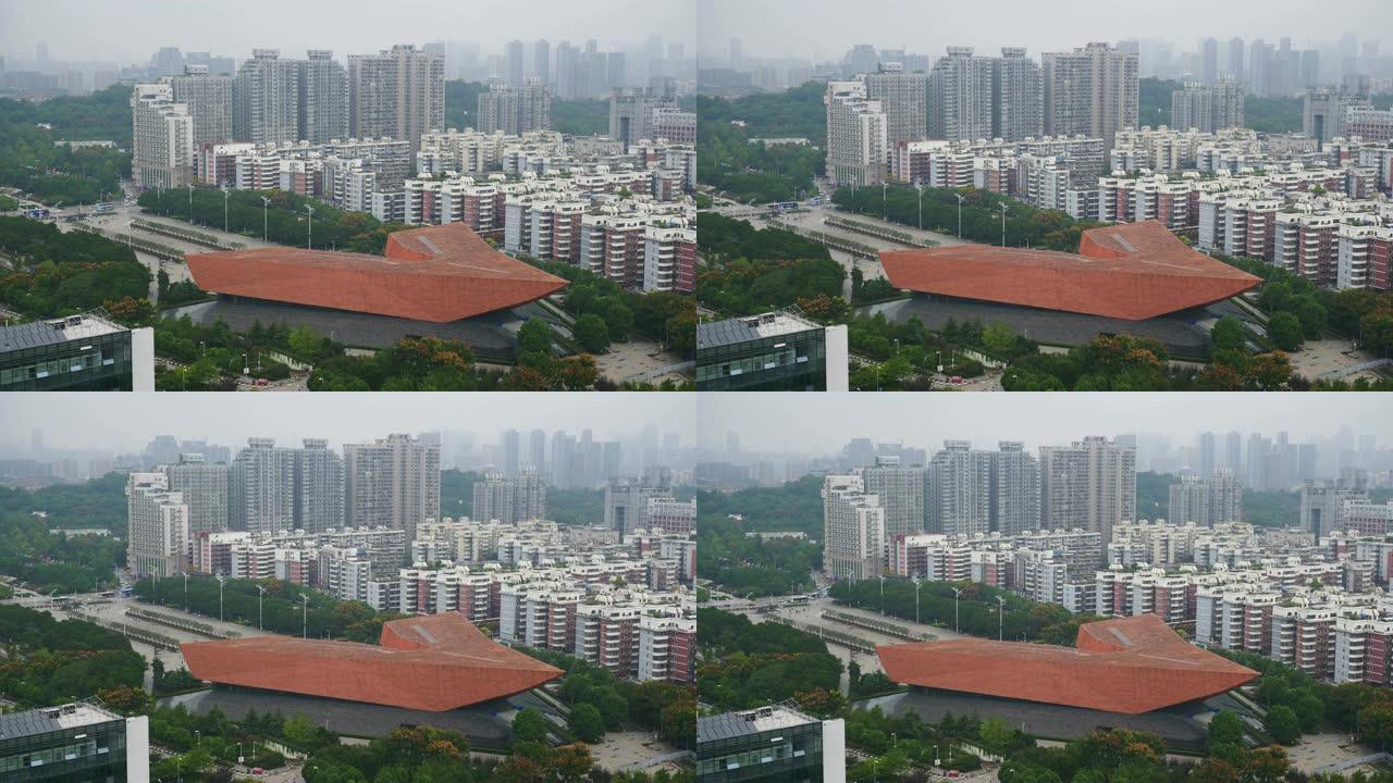 白天时间武汉市屋顶著名博物馆全景4k中国