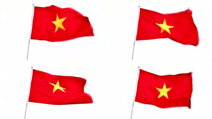 越南国旗在白色上孤立地挥舞着