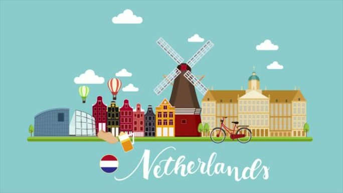 荷兰旅游运动图形弹出