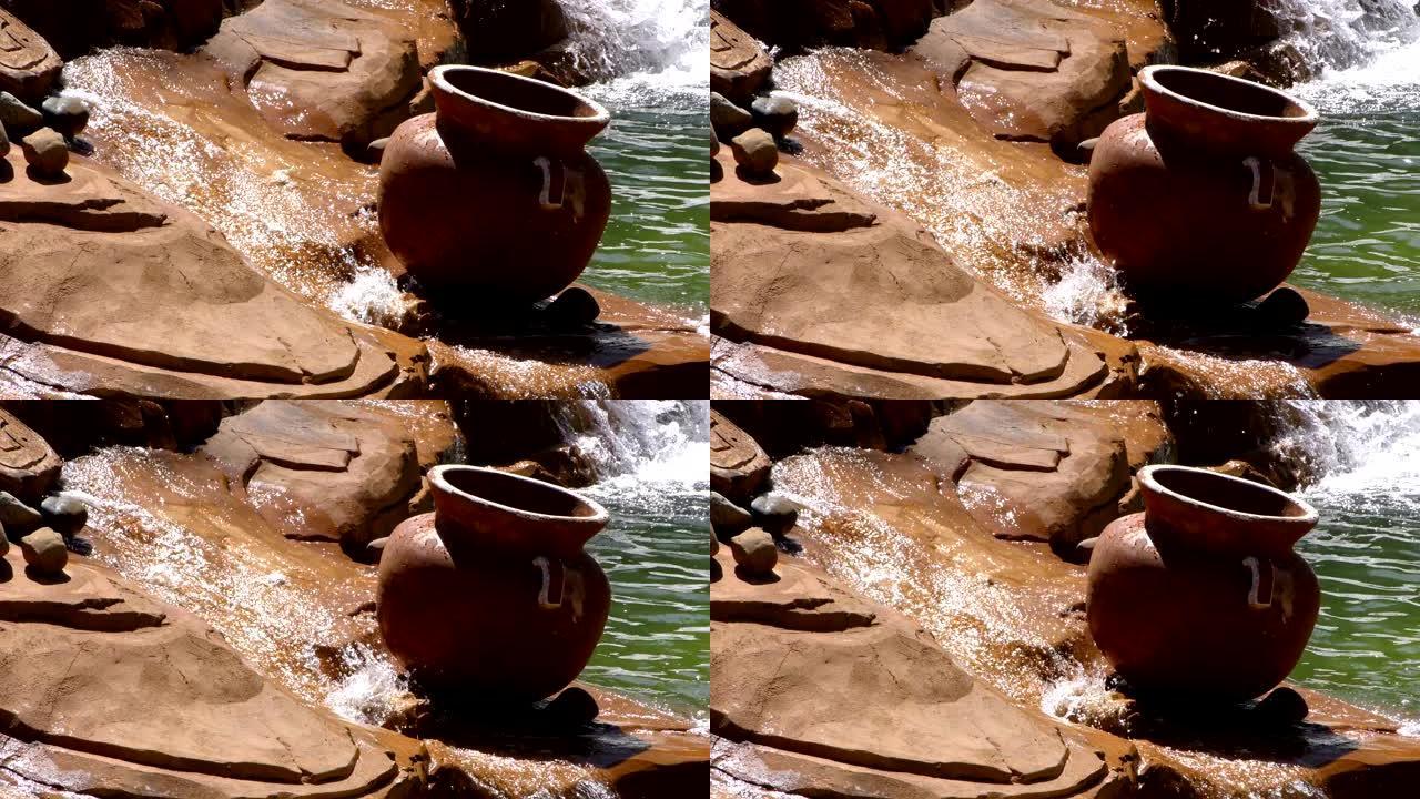 小溪和锅中的瀑布