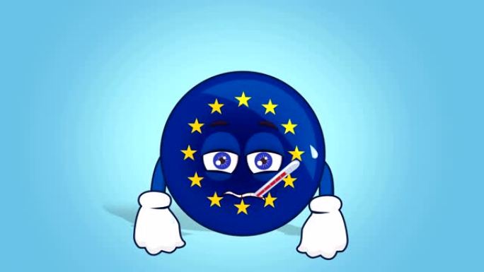卡通欧盟图标旗病与脸动画