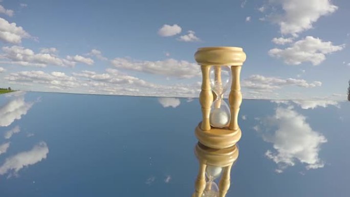 镜面和云的沙镜运动，时间概念，延时