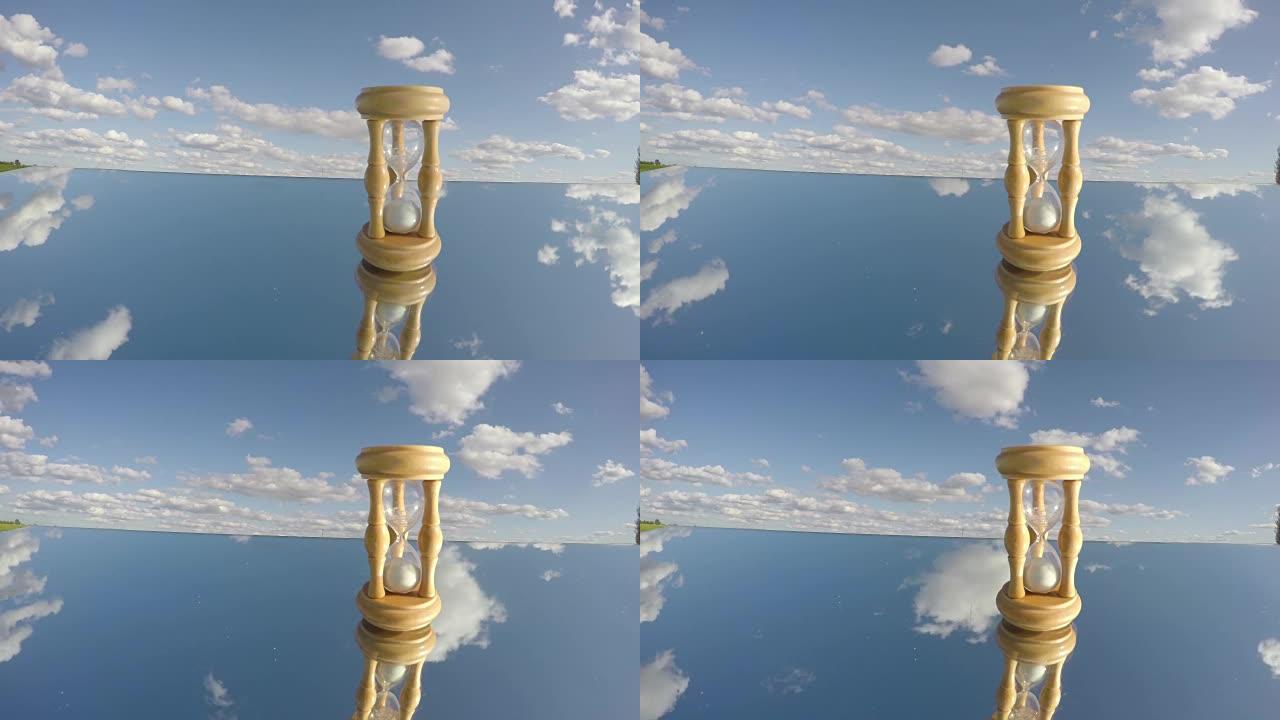 镜面和云的沙镜运动，时间概念，延时