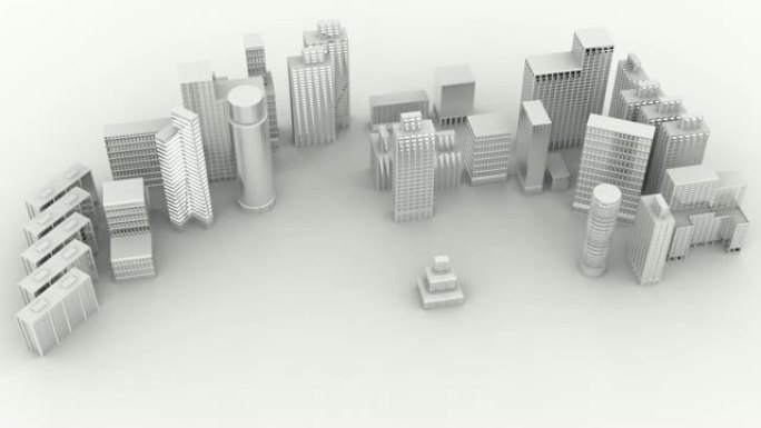 3D插图-视频。白色城市扩张