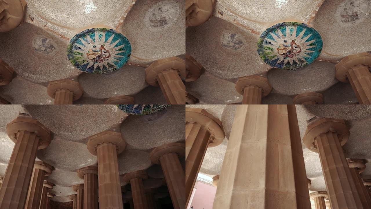 柱子建筑天花板上的艺术陶瓷马赛克