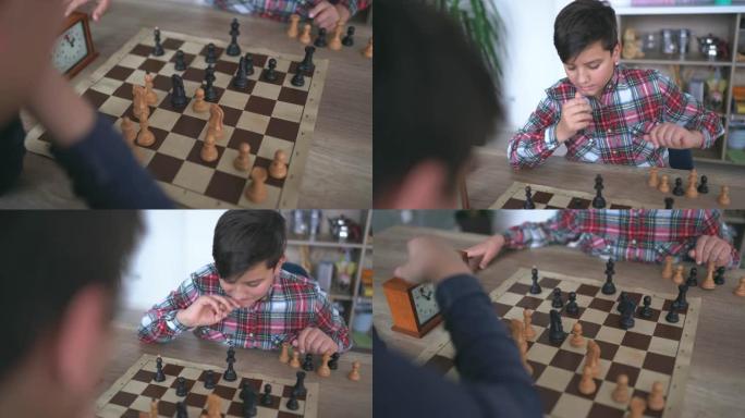 男孩下棋