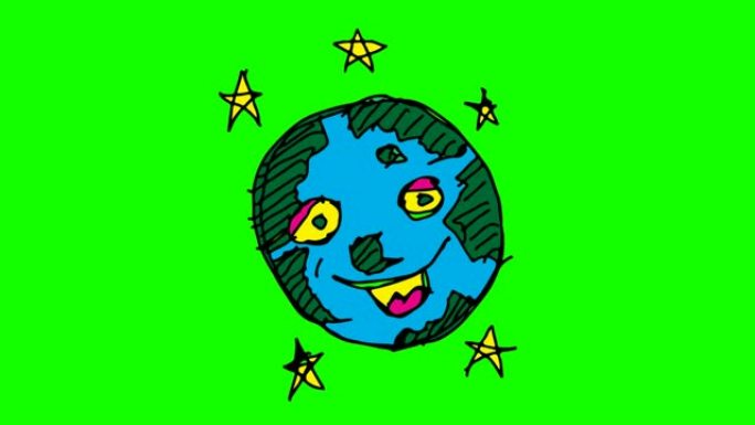 孩子们画以地球为主题的绿色背景