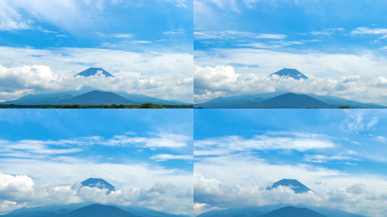 4k延时放大: 松吉湖阴天夏季富士山顶