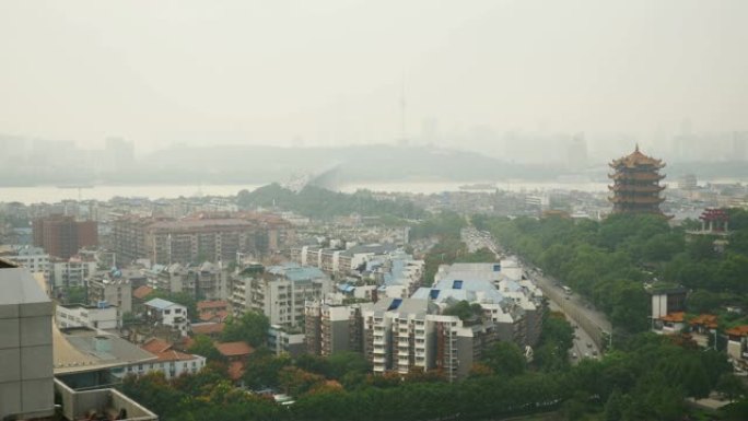 武汉城市景观屋顶全景4k中国