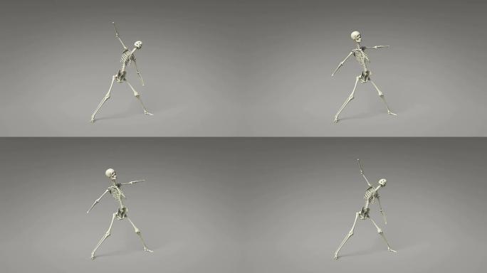 人体骨骼的瑜伽三角姿势