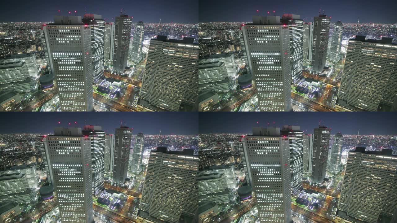 晚上的新宿摩天大楼群