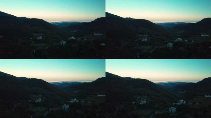 无人机飞越高山台湾南投县