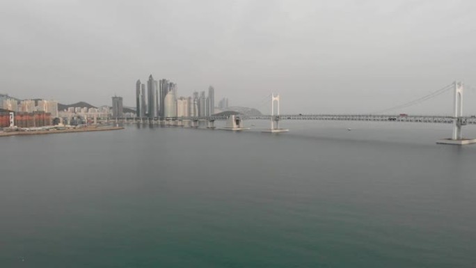 韩国釜山广安大桥鸟瞰图