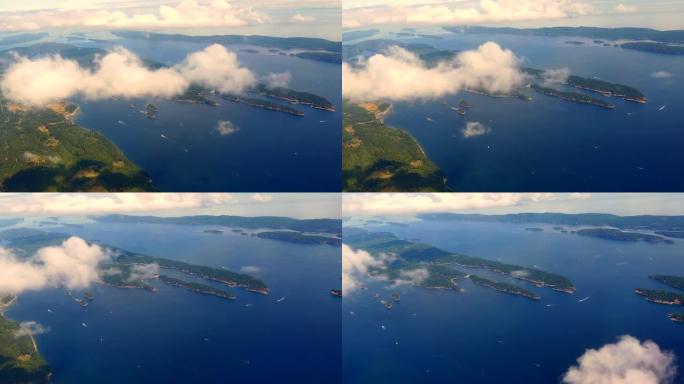 航拍盐泉岛，普雷沃斯特岛，海湾岛群岛在不列颠哥伦比亚省