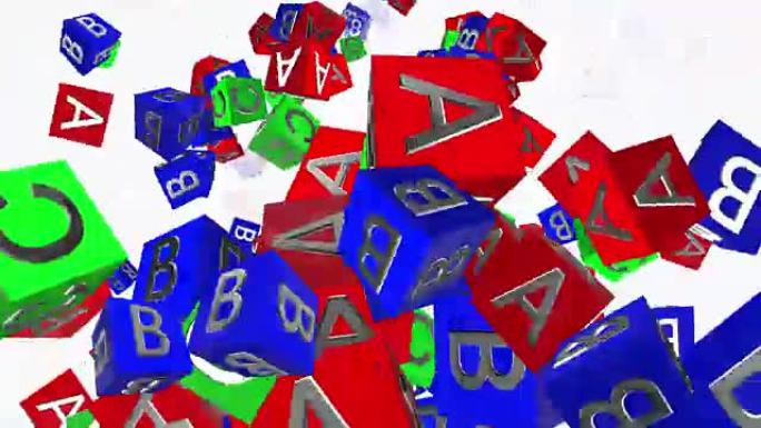 白色字母A、B、C的玩具立方体
