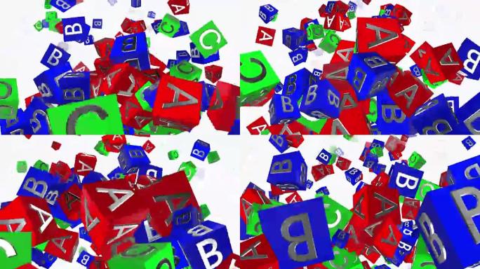 白色字母A、B、C的玩具立方体