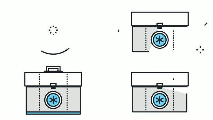 紧急急救包扁线图标动画与阿尔法