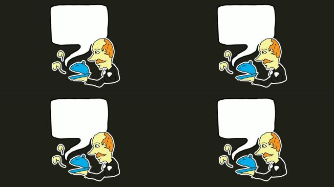 以服务员和语音气泡为主题的黑色背景的孩子们