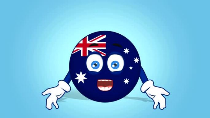 卡通图标旗澳大利亚惊讶震惊与阿尔法Matte的脸部动画