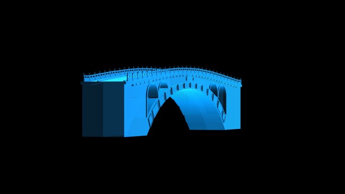 中式桥梁全息蓝色科技通道素材