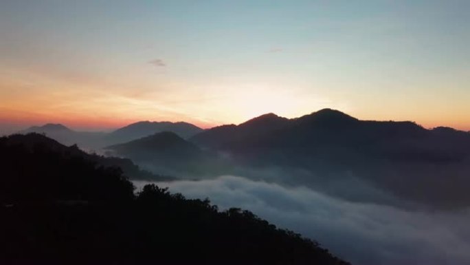 台湾嘉义阿里山日落空中