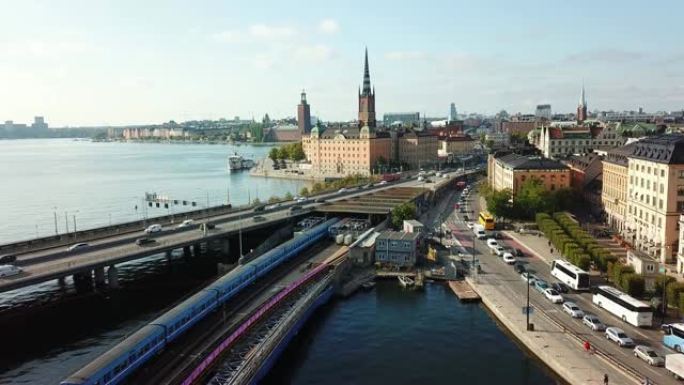 斯德哥尔摩中央大桥，无人机景观