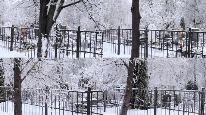 白雪覆盖的墓地