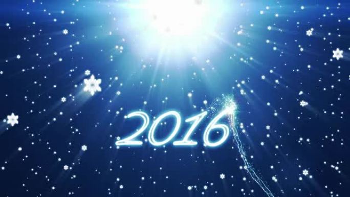2017新年快乐，节日背景雪花对蓝色