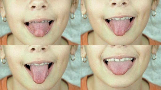 儿童显示舌头