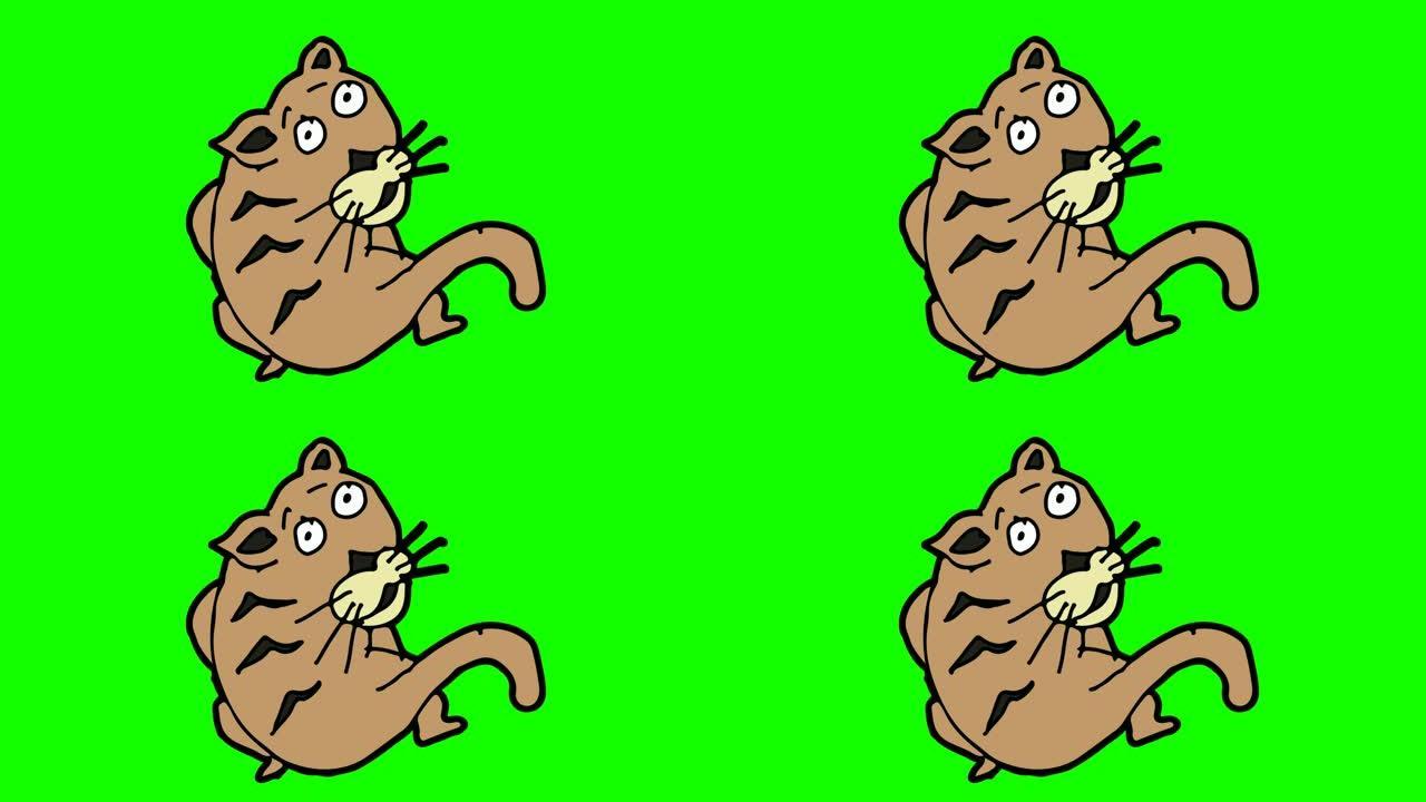 儿童画以猫为主题的绿色背景