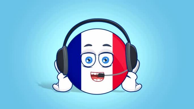 卡通图标标志法国呼叫操作员与阿尔法哑光面部动画
