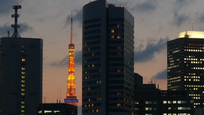 东京美丽地平线的日落景色。