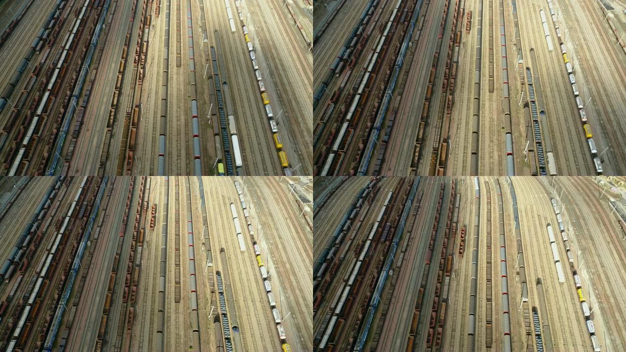 在法国去火车站的路上，铁路的鸟瞰图。