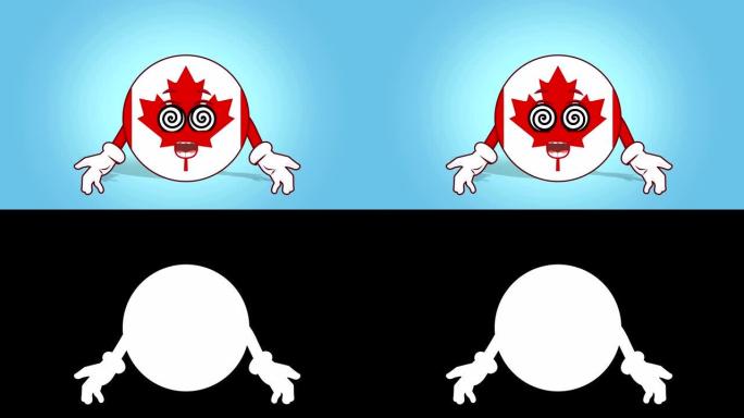 卡通图标旗帜加拿大催眠与阿尔法Matte脸部动画