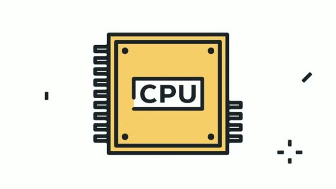 CPU处理速度线图标动画与阿尔法
