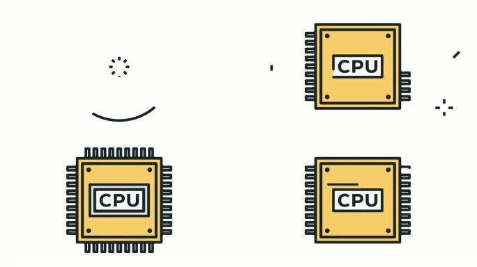 CPU处理速度线图标动画与阿尔法
