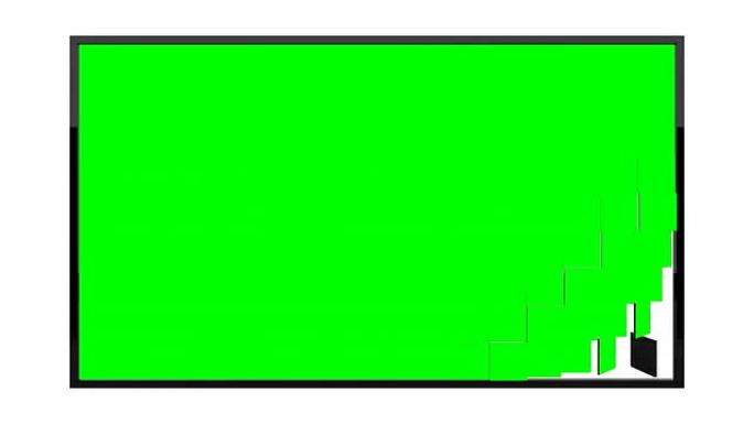 黑色宽屏显示器，绿色屏幕，白色背景