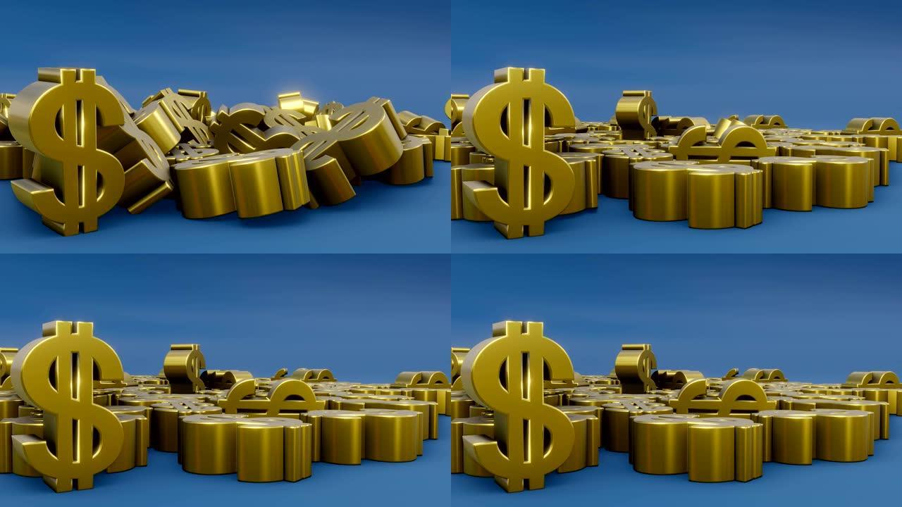 货币美元符号买卖货币3D插图动画