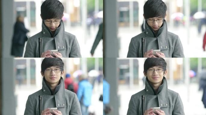 中国年轻人在城市使用智能手机